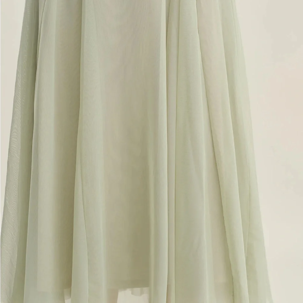 Green A-Line Slip Pleated Midi Dress - Picture 3 of 9